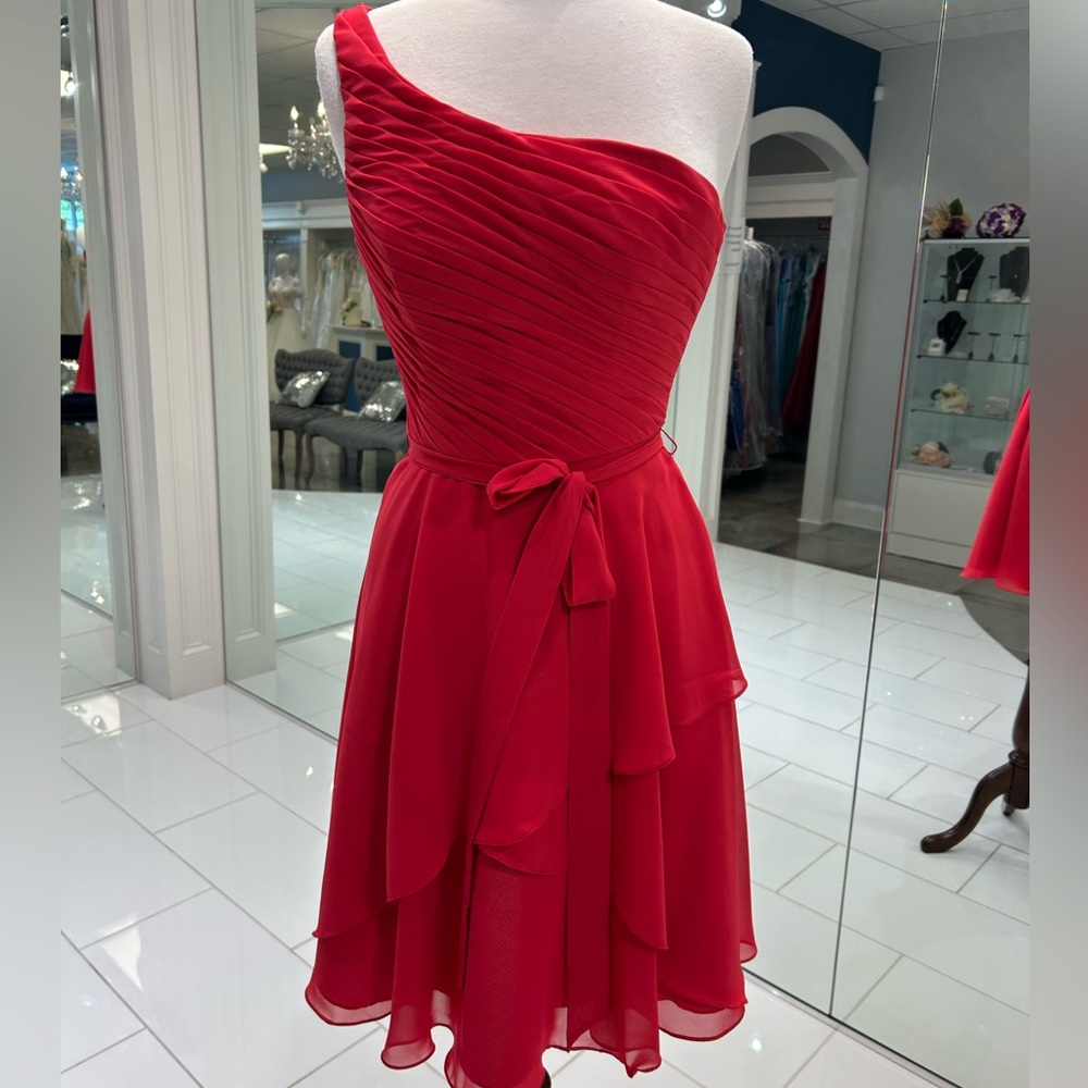 Mori Lee Red One-Shoulder Dress